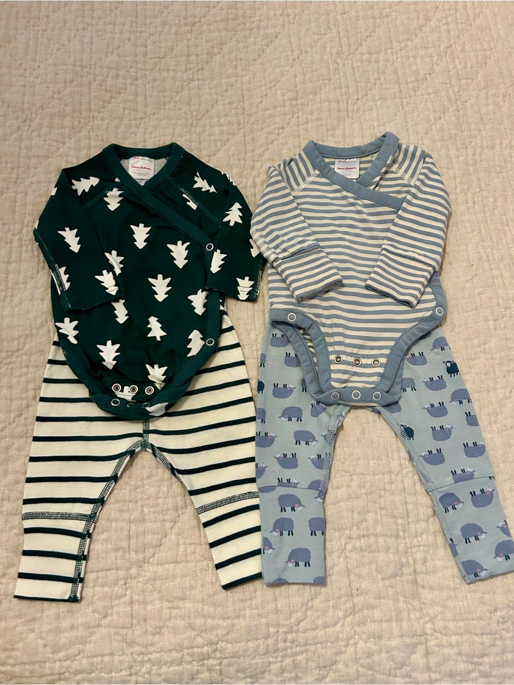 Hannah Andersson 0-3 months 2pc long sleeved onesie and wiggle pants.